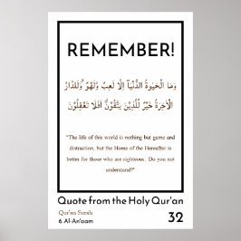 Das Leben ist ein Spiel und Ablenkung islamischen  Poster
