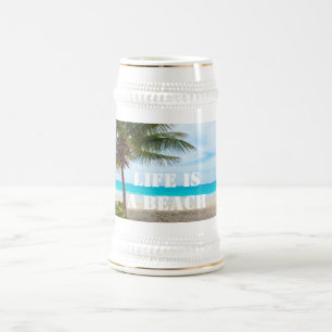 Das Leben ist ein Strand Beer Stein Tasse