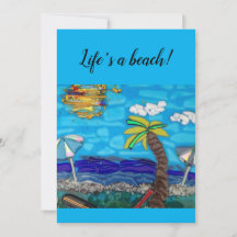 Das Leben ist ein Strand (Einladung, danke, leere 