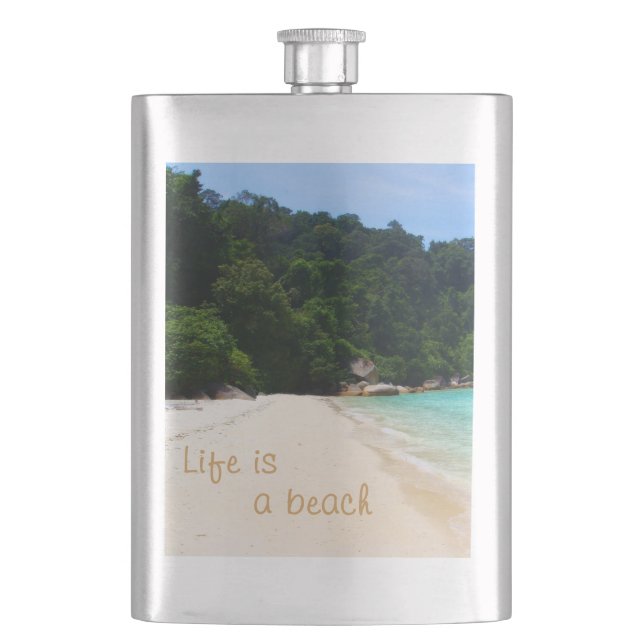 Das Leben ist ein Strand Flachmann (Vorderseite)