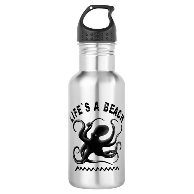 Das Leben ist ein Strand - Funny Summer Quote Edelstahlflasche (Vorderseite)