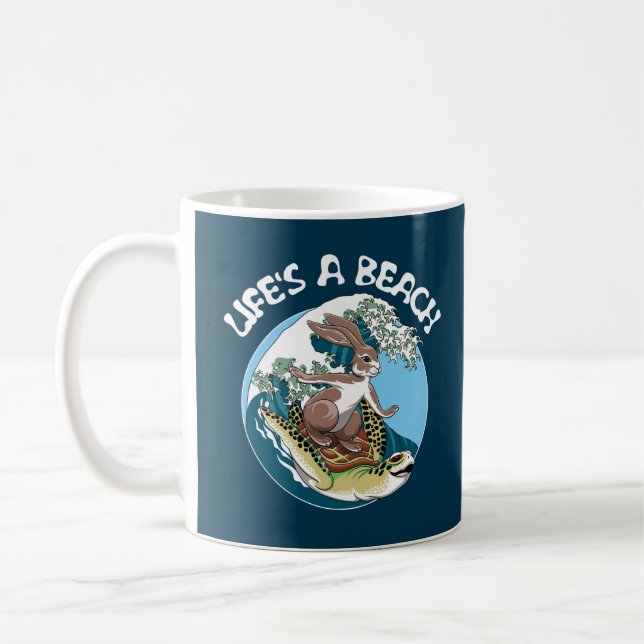 Das Leben ist ein Strand - Kaninchen und Schildkrö Kaffeetasse (Links)