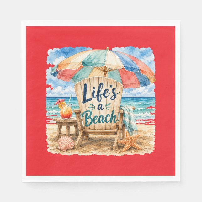 "Das Leben ist ein Strand" Papier Serviette (Vorderseite)