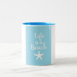 Das Leben ist ein Strand Zweifarbige Tasse