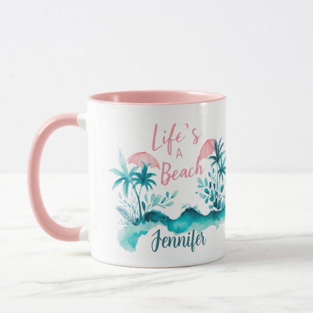 Das Leben ist ein Zitat von einem sonnigen Surfer- Tasse (Links)