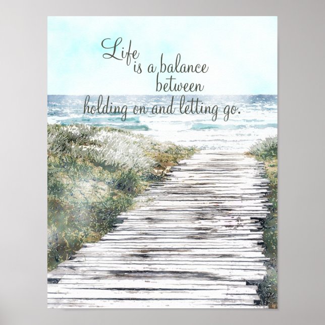 Das Leben ist eine Balance Inspiration Beach Szene Poster (Vorne)