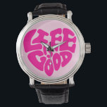 Das Leben ist eine gute Niedliche rosa Armbanduhr<br><div class="desc">Niedliche rosa Herzmädchen sehen zu. Das Leben ist gut - motivierend Zitat.</div>