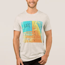 "Das Leben ist eine Reise" Gold Aqua Gelbes Design Tri-Blend Shirt
