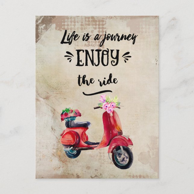Das Leben ist eine Reise Inspiration mit Scooter Postkarte (Vorderseite)