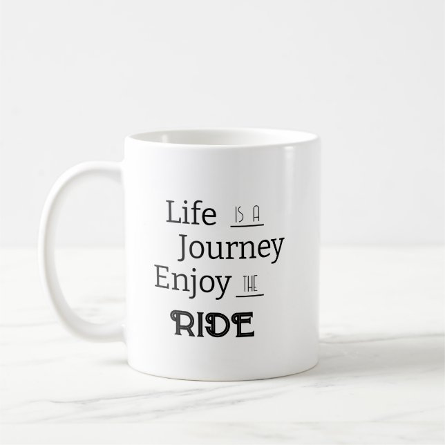 "Das Leben ist eine Reise - Spaß am Reisen" Tasse (Links)