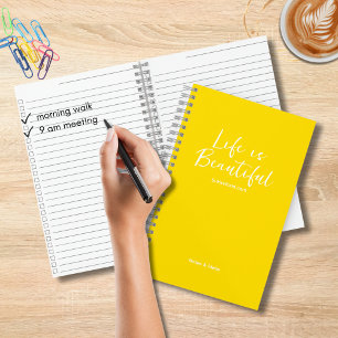 Das Leben ist eine schöne Blog Website Gelbe Check Notizbuch