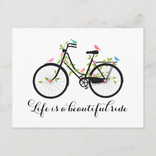 Das Leben ist eine schöne Reise, altes Fahrrad Postkarte