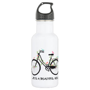 Das Leben ist eine schöne Reise, altes Fahrrad Trinkflasche