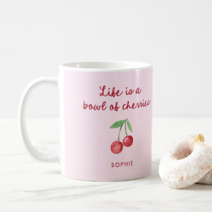 Das Leben ist eine Schüssel Kirschen   Rosa und Re Kaffeetasse