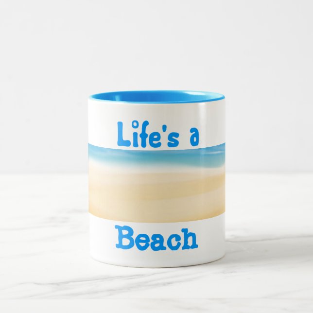 Das Leben ist eine Strand-Tasse Zweifarbige Tasse (Mittel)