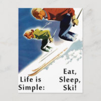 Das Leben ist einfach zu essen Schlafen Ski Postka