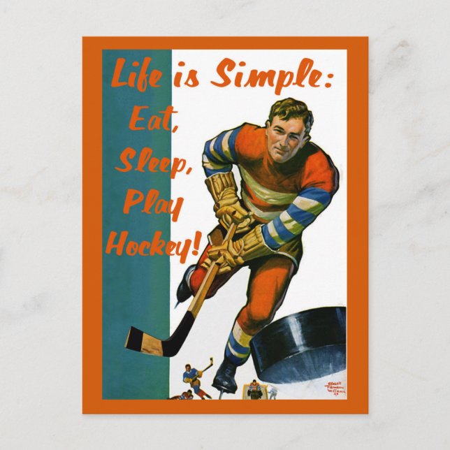 Das Leben ist einfach zu essen Sleep Play Hockey P Postkarte (Vorderseite)