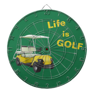 Das Leben ist Golf Cart Green Yellow Dartboard Dartscheibe