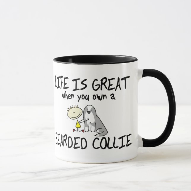 Das Leben ist große bärtige Collie-Tasse Tasse (Rechts)