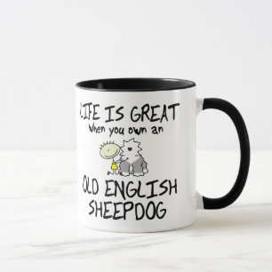Das Leben ist großer alter englischer Schäferhun Tasse