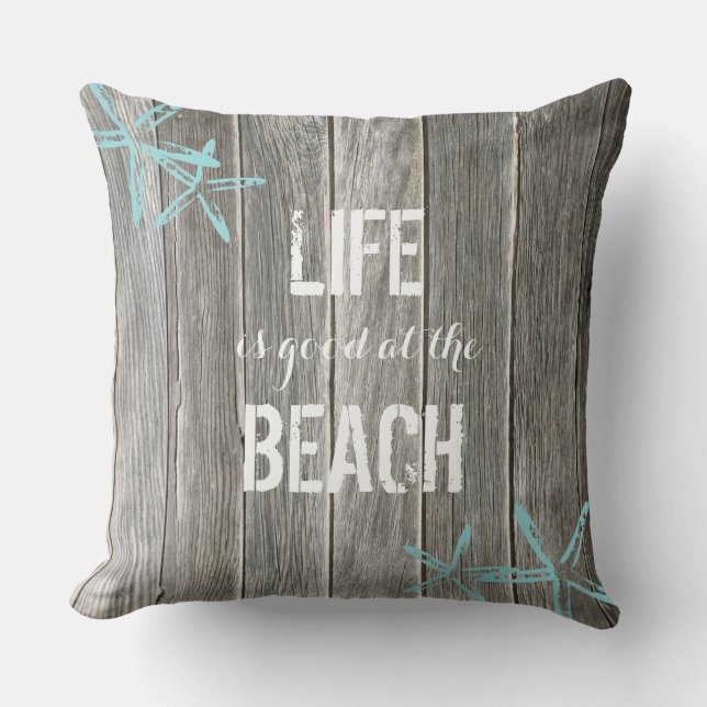 Das Leben ist gut am Throw-Kissen am Strand Kissen (Vorderseite)