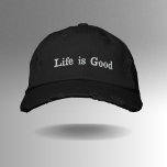 Das Leben ist gut Bestickte Baseballkappe<br><div class="desc">Mit der bestickten Baseballkappe "Life is Good" Positivität einbringen. Die aus 100% Baumwolle gefertigte und mit Stoff gewaschene Kappe mit sechs Paneelen, unstrukturiert, bietet Komfort und Stil. Der verstellbare Rückenverschluss sorgt für eine perfekte Passform für alle. Tragen Sie diese Kappe als tägliche Erinnerung, um sich auf das Gute im Leben...</div>