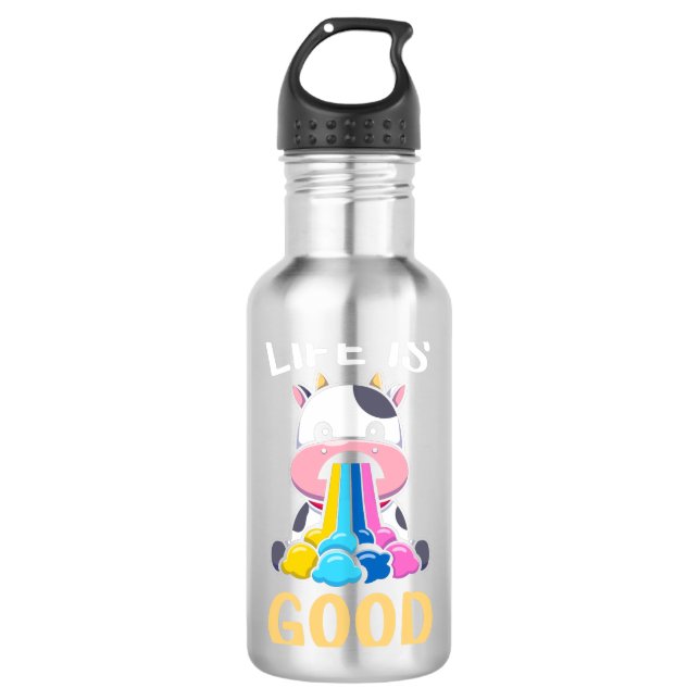 Das Leben ist gut Edelstahlflasche (Vorderseite)