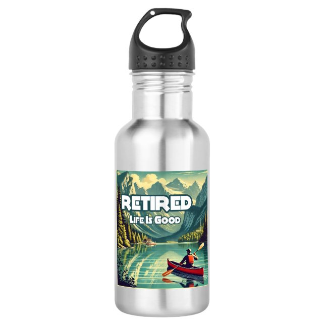 Das Leben ist gut roter Kanu Edelstahlflasche (Vorderseite)