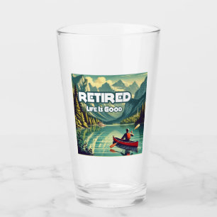Das Leben ist gut roter Kanu Glas