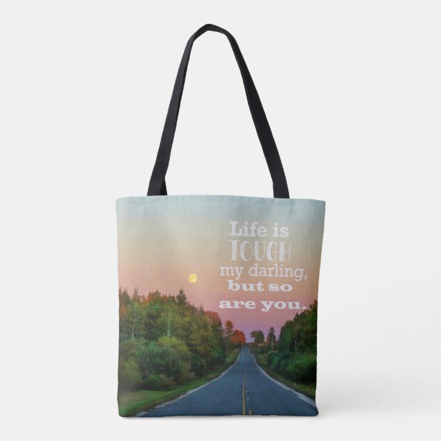 Das Leben ist hart, aber du bist auch Totbeutel Tasche (Rückseite)