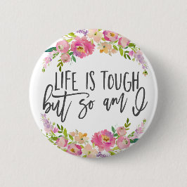 Das Leben ist hart, inspirierendes Zitat, Boho blu Button