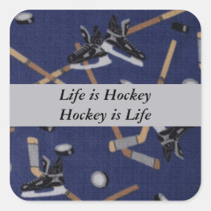 Das Leben ist Hockey Quadratischer Aufkleber