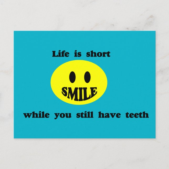 Das Leben ist Kurz Postkarte (Vorderseite)