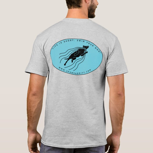 Das Leben ist kurz. Schwimm deinen Hund! Große Rüc T-Shirt (Rückseite)
