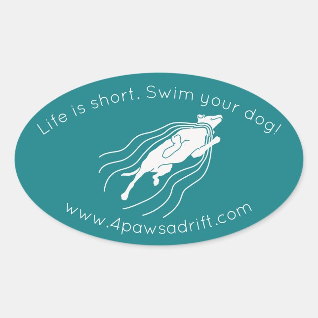 Das Leben ist kurz. Schwimm deinen Hund! Sticker (Vorderseite)