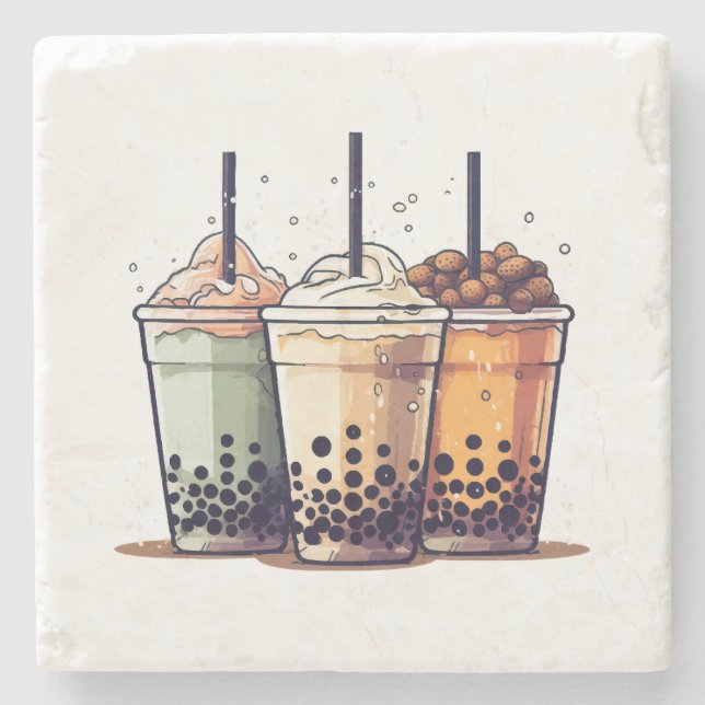 Das Leben ist kurz, trinken Sie den Boba Steinuntersetzer (Vorderseite)