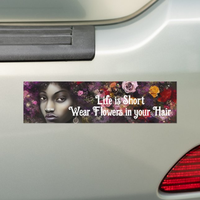 "Das Leben ist Kurze Blume im Haar" Boho Autoaufkleber (Auf Auto)
