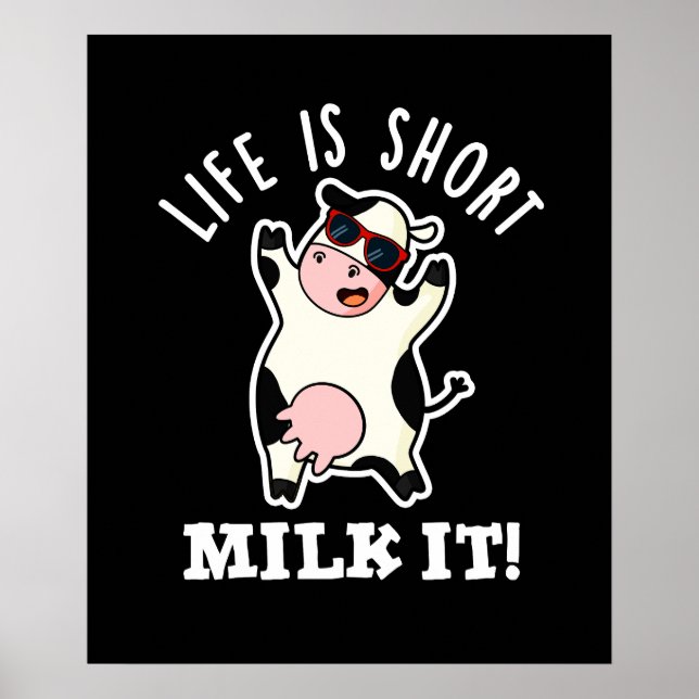 Das Leben ist Kurze Milch Es lustige Kuh Puck Dark Poster (Vorne)