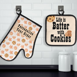 Das Leben ist mit Cookies Watercolor Choc. Chip Ofenhandschuh & Topflappen-Set