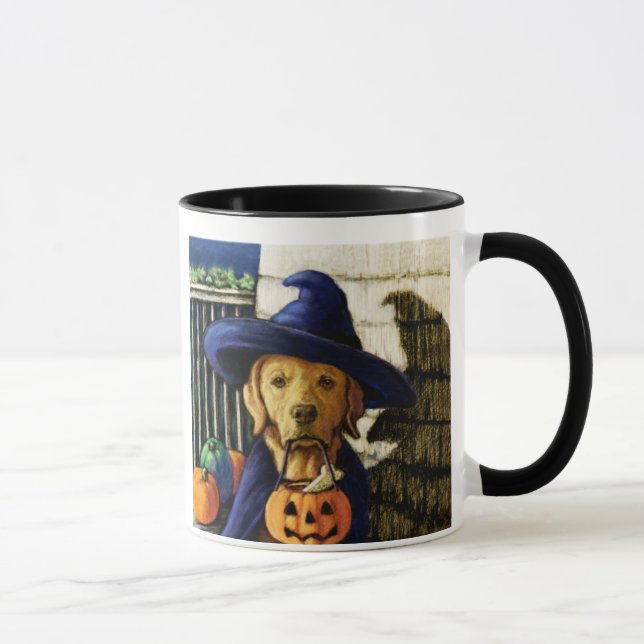 "Das Leben ist mit ein Labrador-" Halloween Hexe Tasse (Rechts)