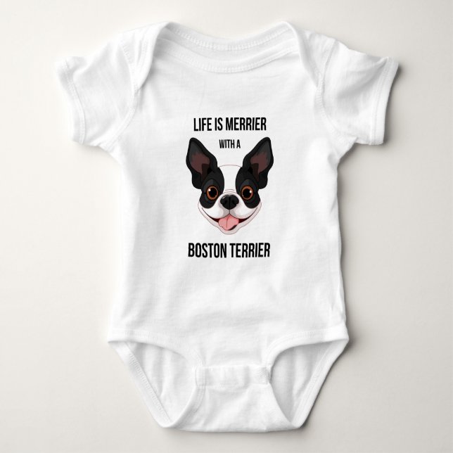 Das Leben ist mit einem Boston Terrier fröhlicher Baby Strampler (Vorderseite)