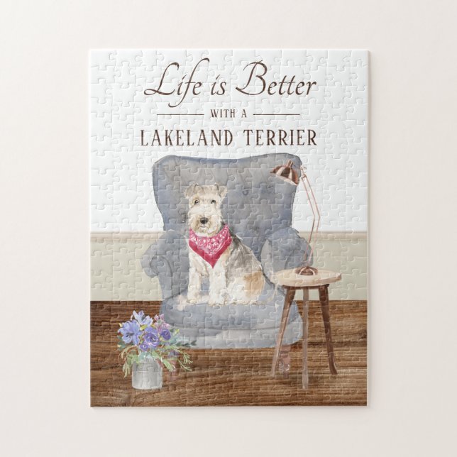 Das Leben ist mit einem Lakeland Terrier Jigsaw Pu (Vertikal)