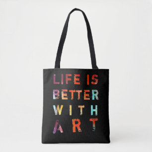 Das Leben ist mit Kunst-buntem Text besser Tasche