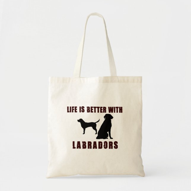 Das Leben ist mit Labradors Schwarz-Entwurf besser Tragetasche (Vorne)