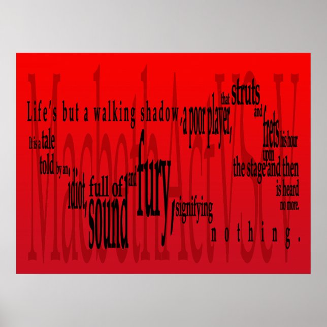 'Das Leben ist nur ein Walking Shadow' Macbeth Sha Poster (Vorne)