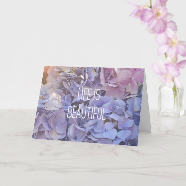 Das Leben ist schön| Lila Hydrangea - Grußkarte Karte (Orchidee)