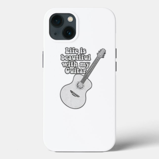 Das Leben ist schön mit meiner Gitarre. Schwarz-We Case-Mate iPhone Hülle (Rückseite)