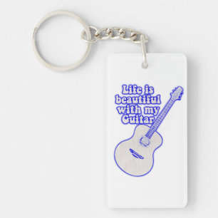 Das Leben ist schön mit meiner Gitarre. Vintag bla Schlüsselanhänger