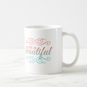 Das Leben ist schön rot und Aquamarin Ombre Inspi Kaffeetasse