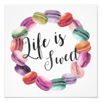 Das Leben ist süß | Aquarellfarbene Macarons Art P